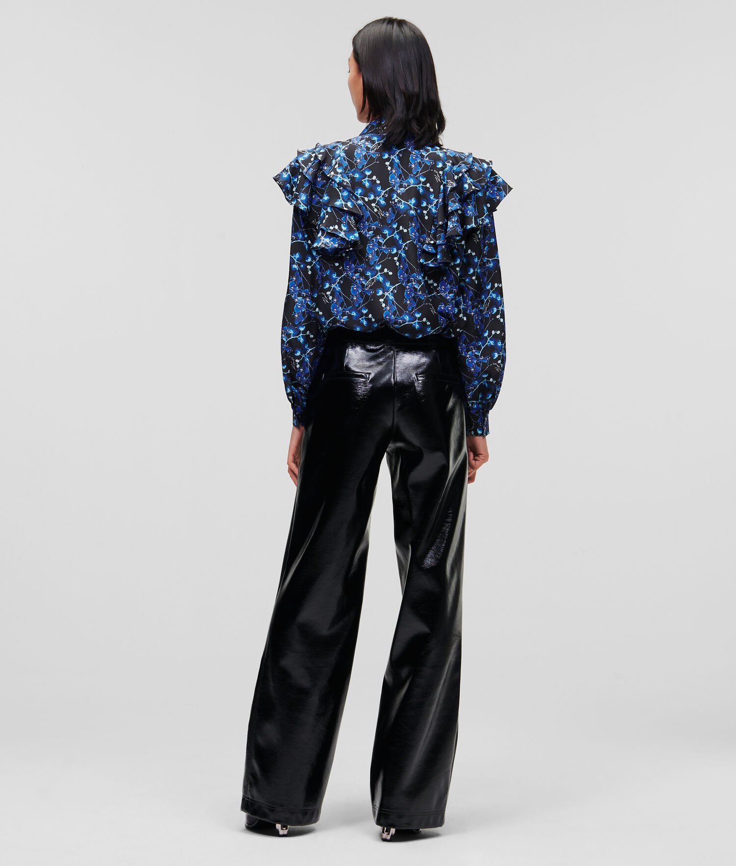 Blue Women's Karl Lagerfeld Orchid Print Silk Blouses | TH526OVGM