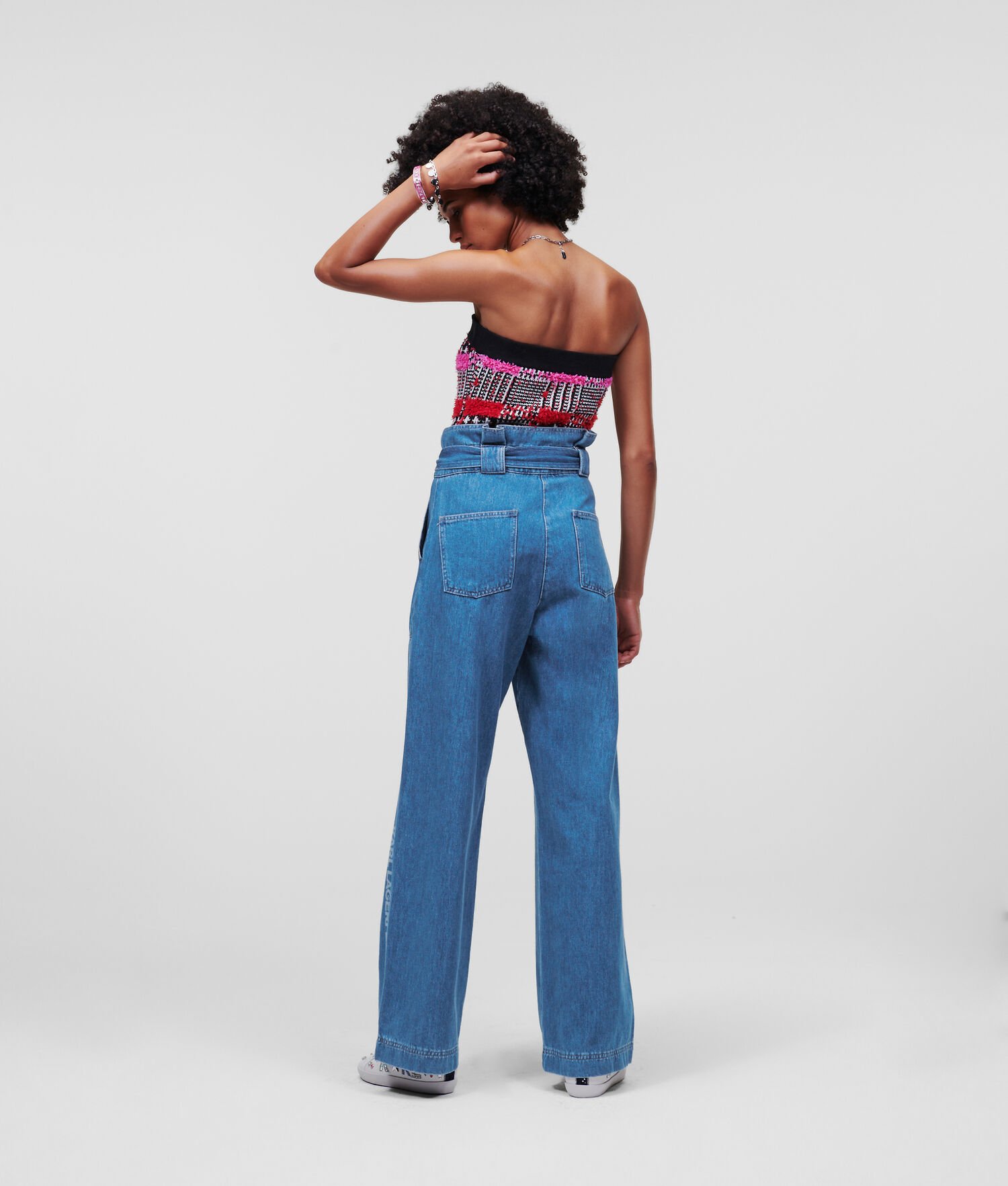 Blue Women's Karl Lagerfeld Paperbag Wide-leg Jeans | TH342VSKM