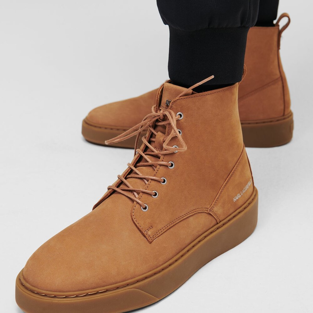 Brown Men's Karl Lagerfeld Flint Boots Boots | TH834HNMB