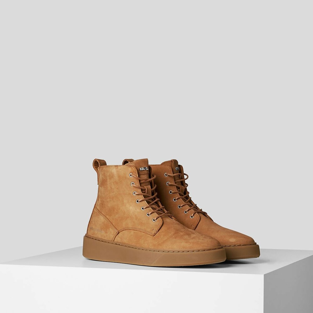 Brown Men\'s Karl Lagerfeld Flint Boots Boots | TH834HNMB