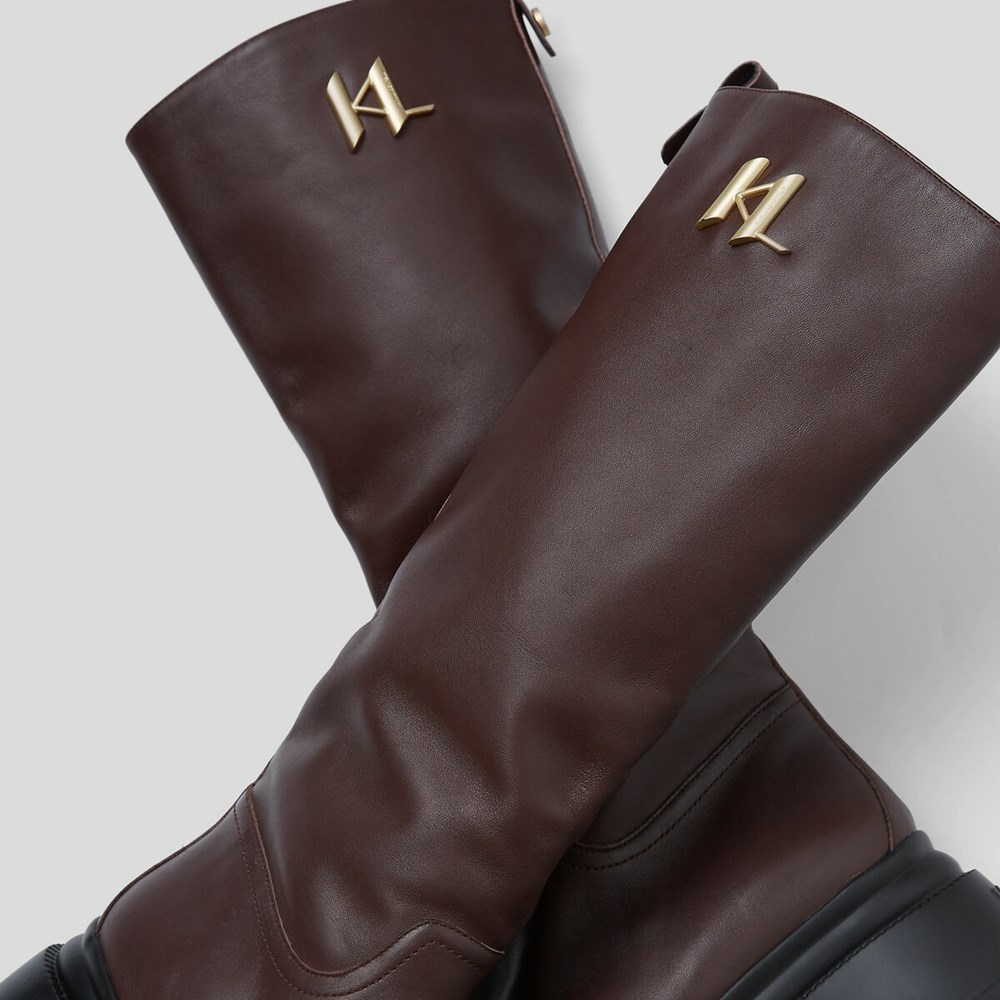 Brown Women's Karl Lagerfeld Danton Riding Boots | TH904AXIJ