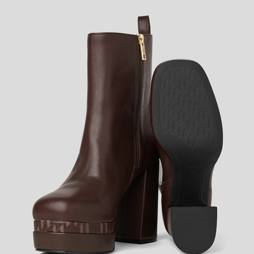 Brown Women's Karl Lagerfeld Strada Ankle Gore Boots | TH826LVWU