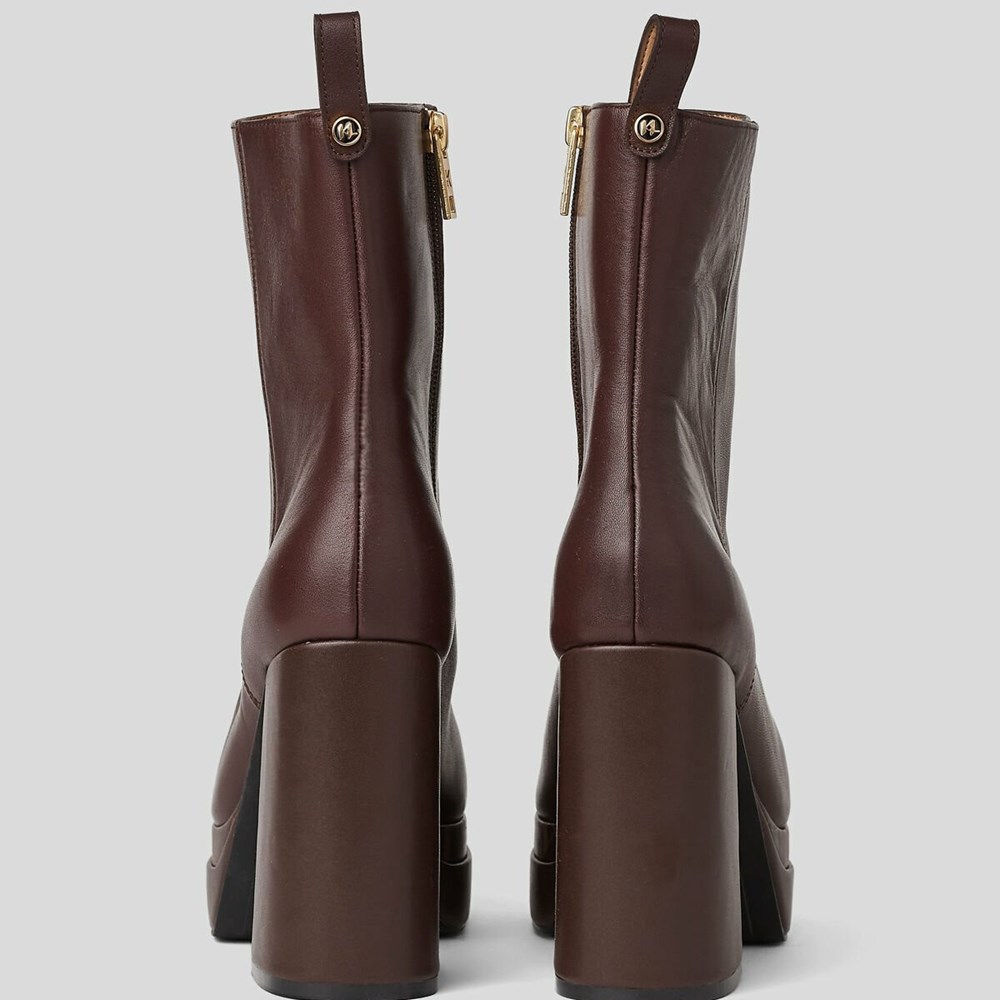 Brown Women's Karl Lagerfeld Strada Ankle Gore Boots | TH826LVWU