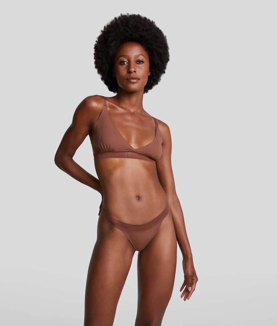 Brown Women's Karl Lagerfeld Ultra-light Karl Logo Thong Underwear | TH105DSTQ