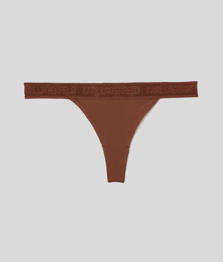 Brown Women\'s Karl Lagerfeld Ultra-light Karl Logo Thong Underwear | TH105DSTQ