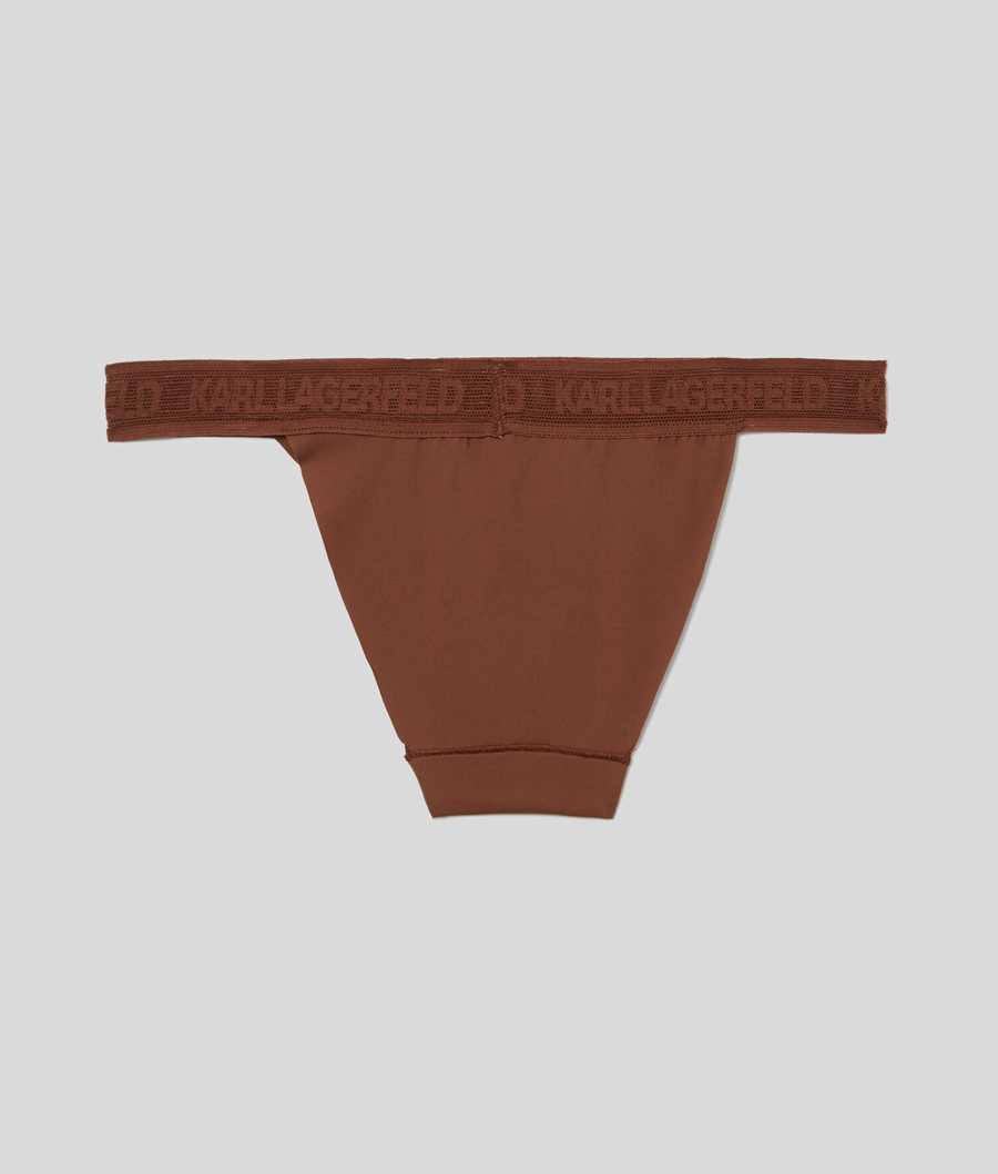 Brown Women's Karl Lagerfeld Ultra-light Karl Logo Briefs Underwear | TH389HDRJ