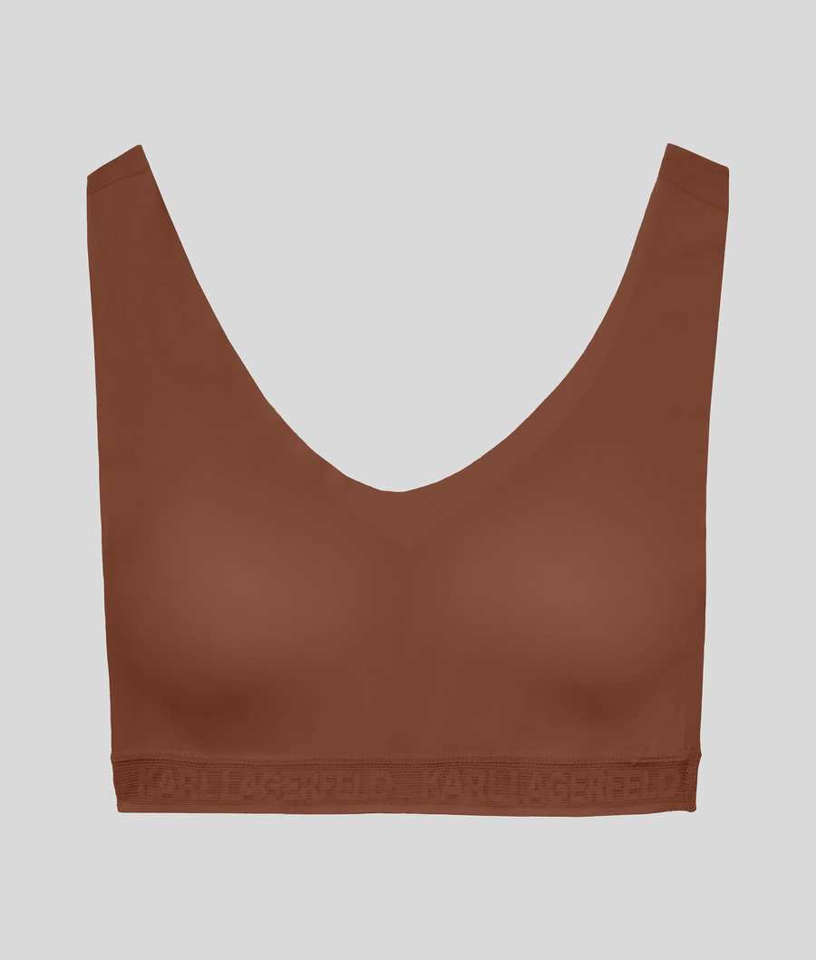 Brown Women's Karl Lagerfeld Ultra-light Karl Logo Bralette Underwear | TH963YVGR