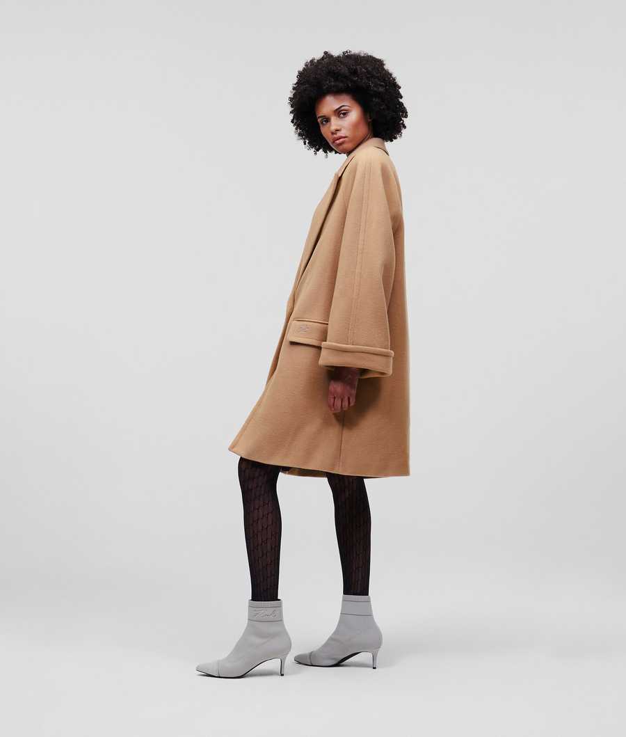 Brown Women's Karl Lagerfeld Wool-blend Coats | TH584HXQD