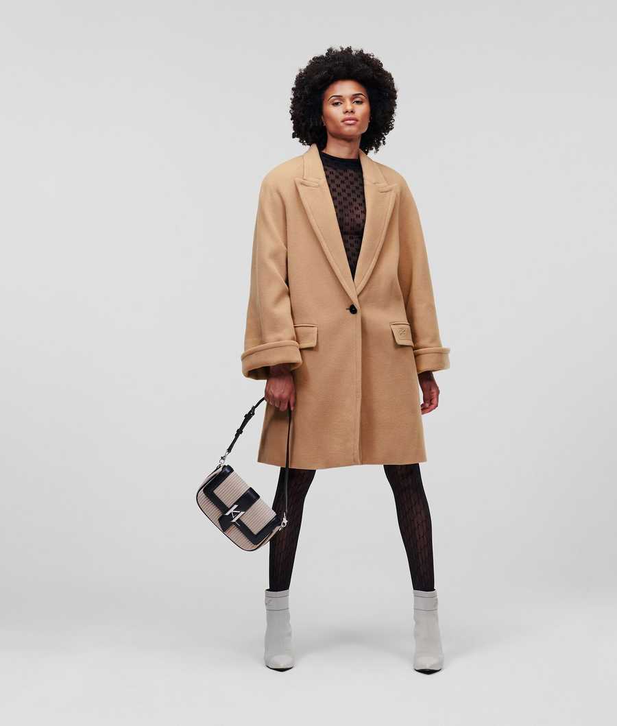 Brown Women's Karl Lagerfeld Wool-blend Coats | TH584HXQD