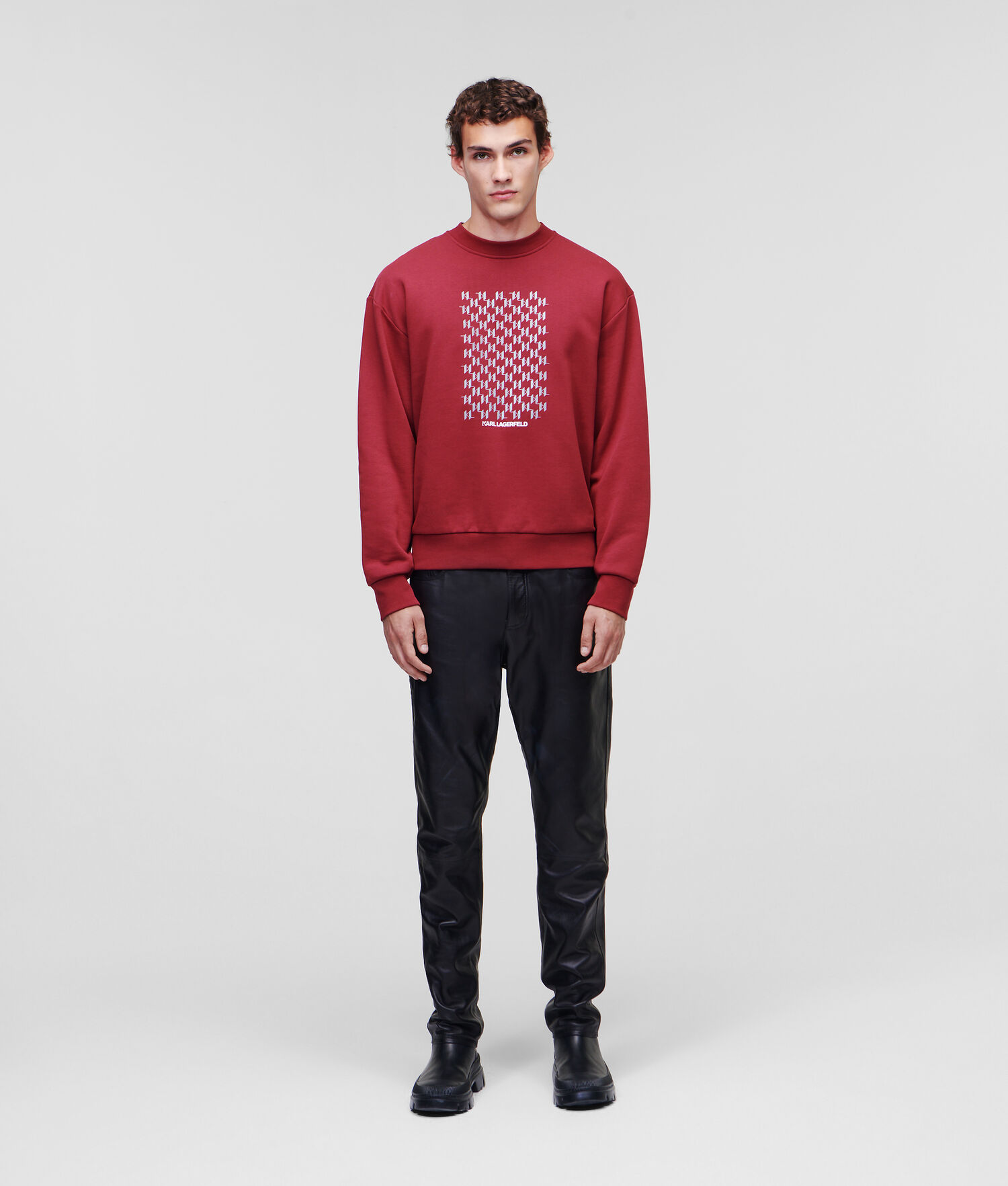 Burgundy Men's Karl Lagerfeld Reflective Karl Monogram Sweatshirts | TH937XIBD