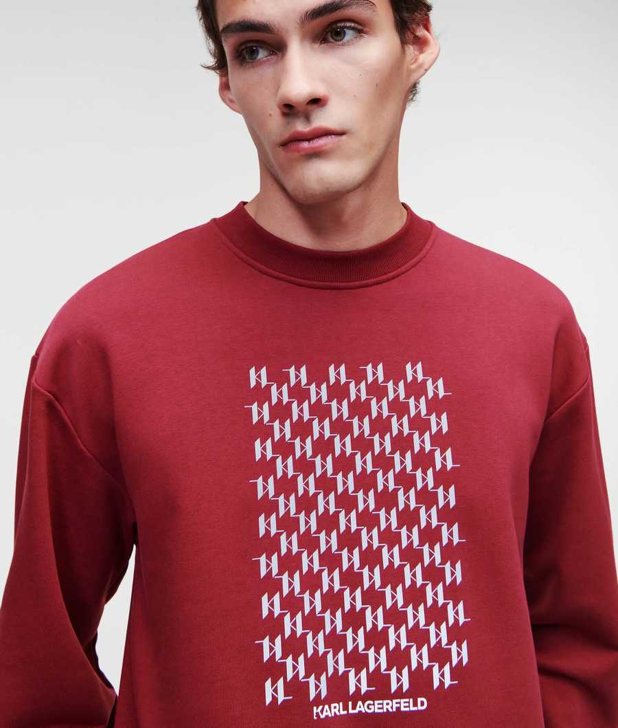 Burgundy Men\'s Karl Lagerfeld Reflective Karl Monogram Sweatshirts | TH937XIBD