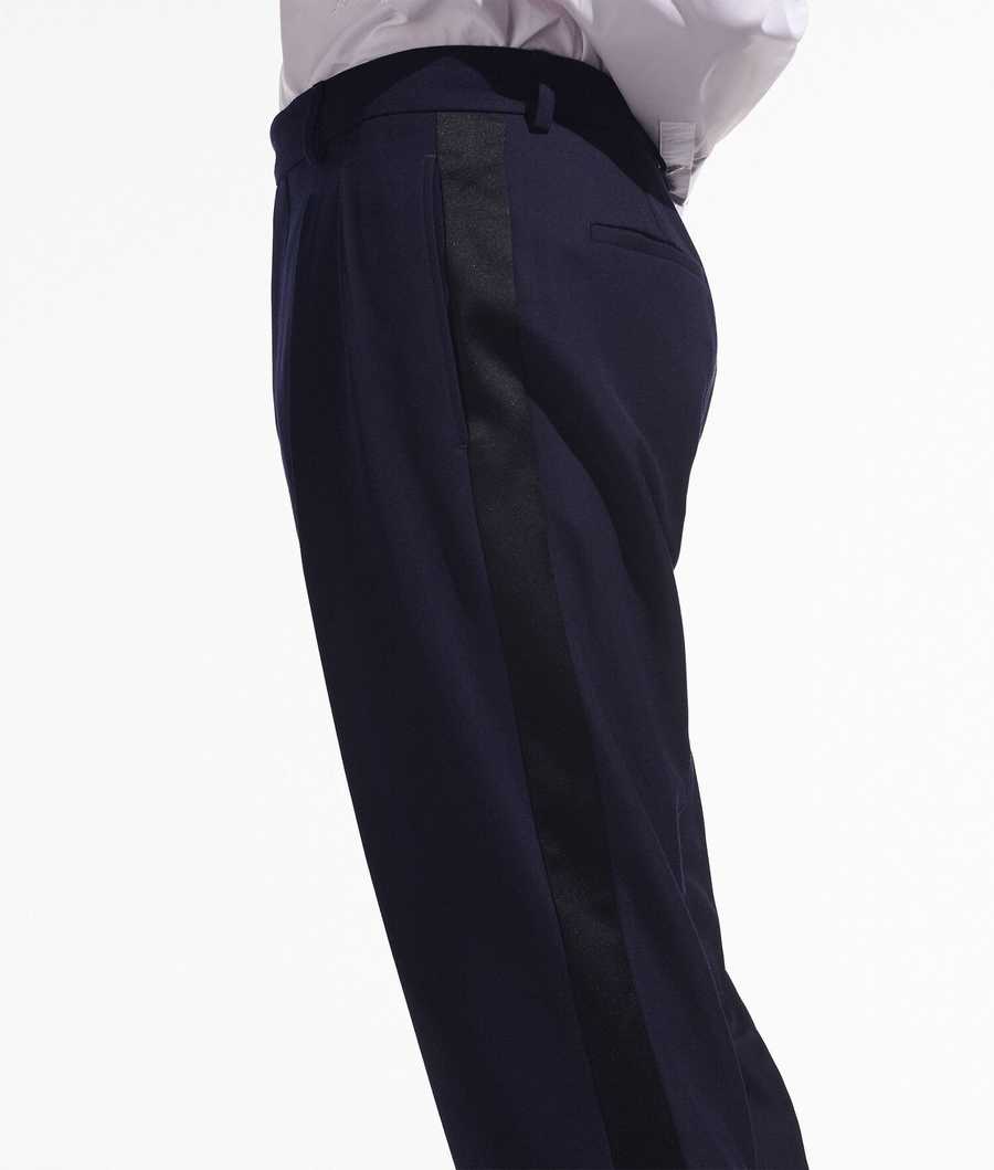 Dark Blue Men's Karl Lagerfeld Cara Loves Karl Tuxedo Pants | TH875LYHW