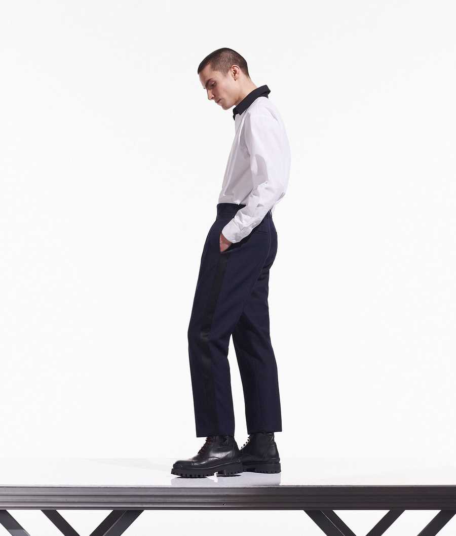 Dark Blue Men's Karl Lagerfeld Cara Loves Karl Tuxedo Pants | TH875LYHW