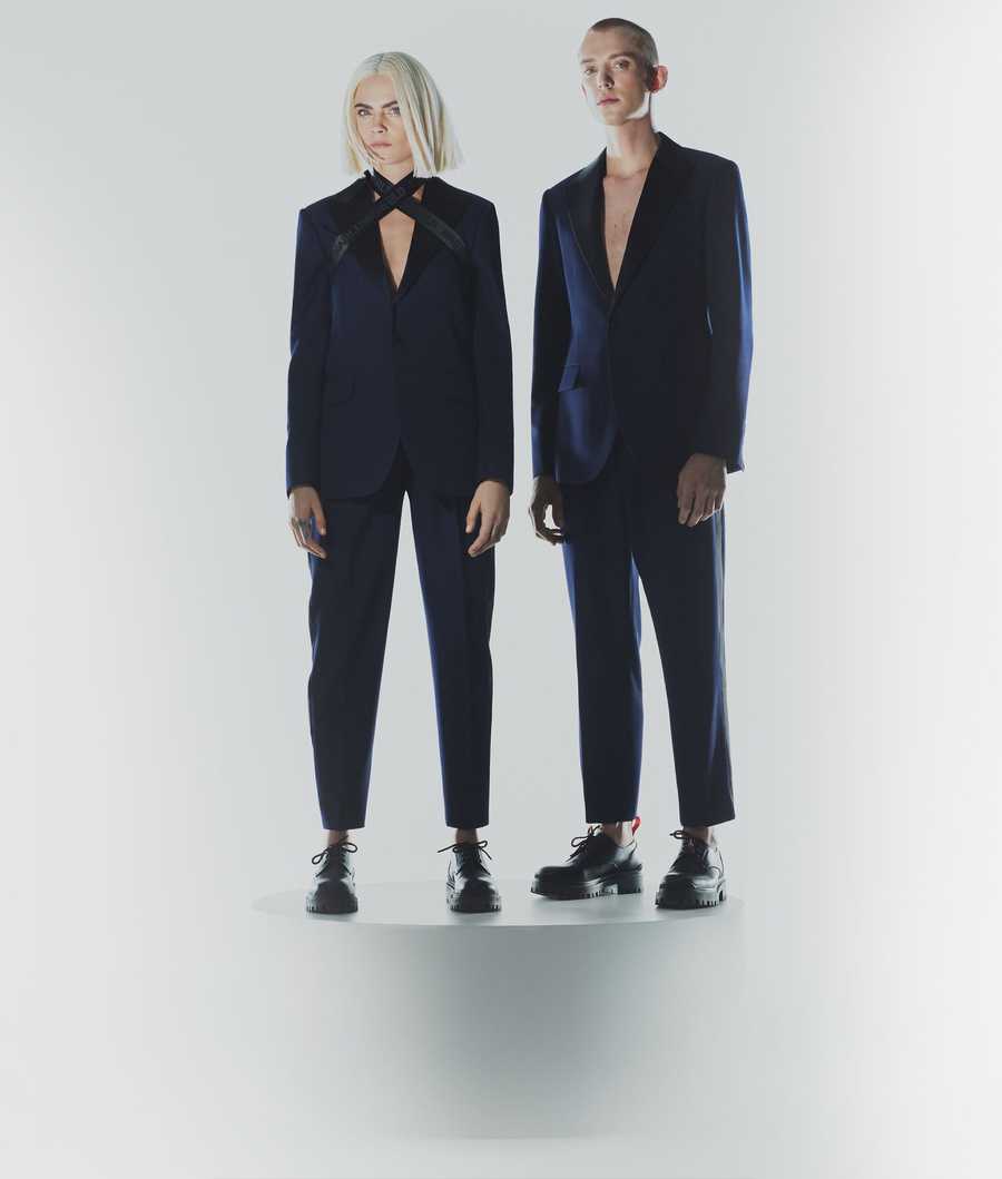 Dark Blue Men's Karl Lagerfeld Cara Loves Karl Tuxedo Pants | TH875LYHW