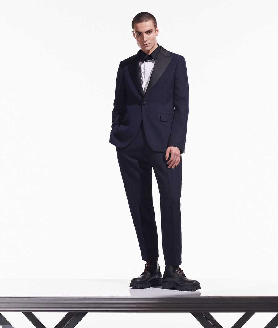 Dark Blue Men's Karl Lagerfeld Cara Loves Karl Tuxedo Blazers | TH905XINA