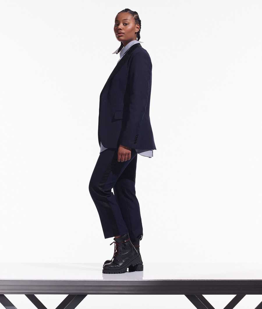 Dark Blue Women's Karl Lagerfeld Cara Loves Karl Tuxedo Blazers | TH193MAIZ