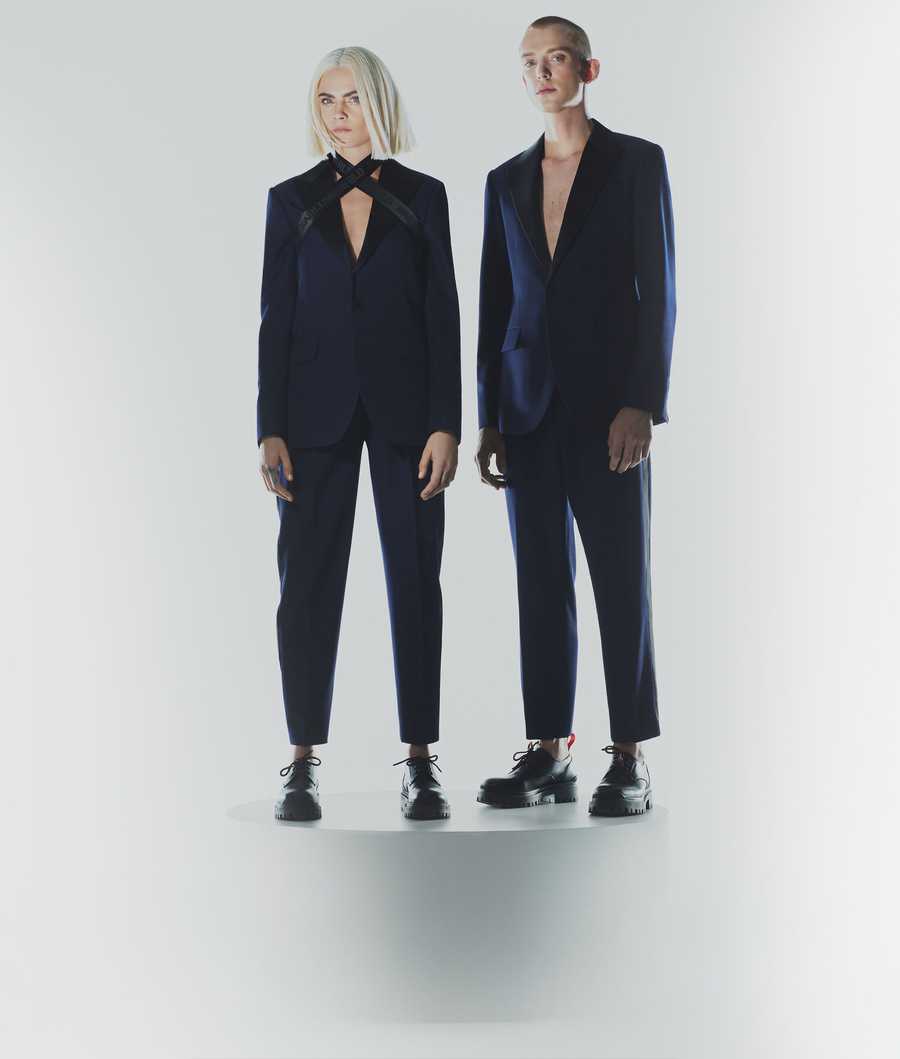 Dark Blue Women's Karl Lagerfeld Cara Loves Karl Tuxedo Pants | TH517ZYUR