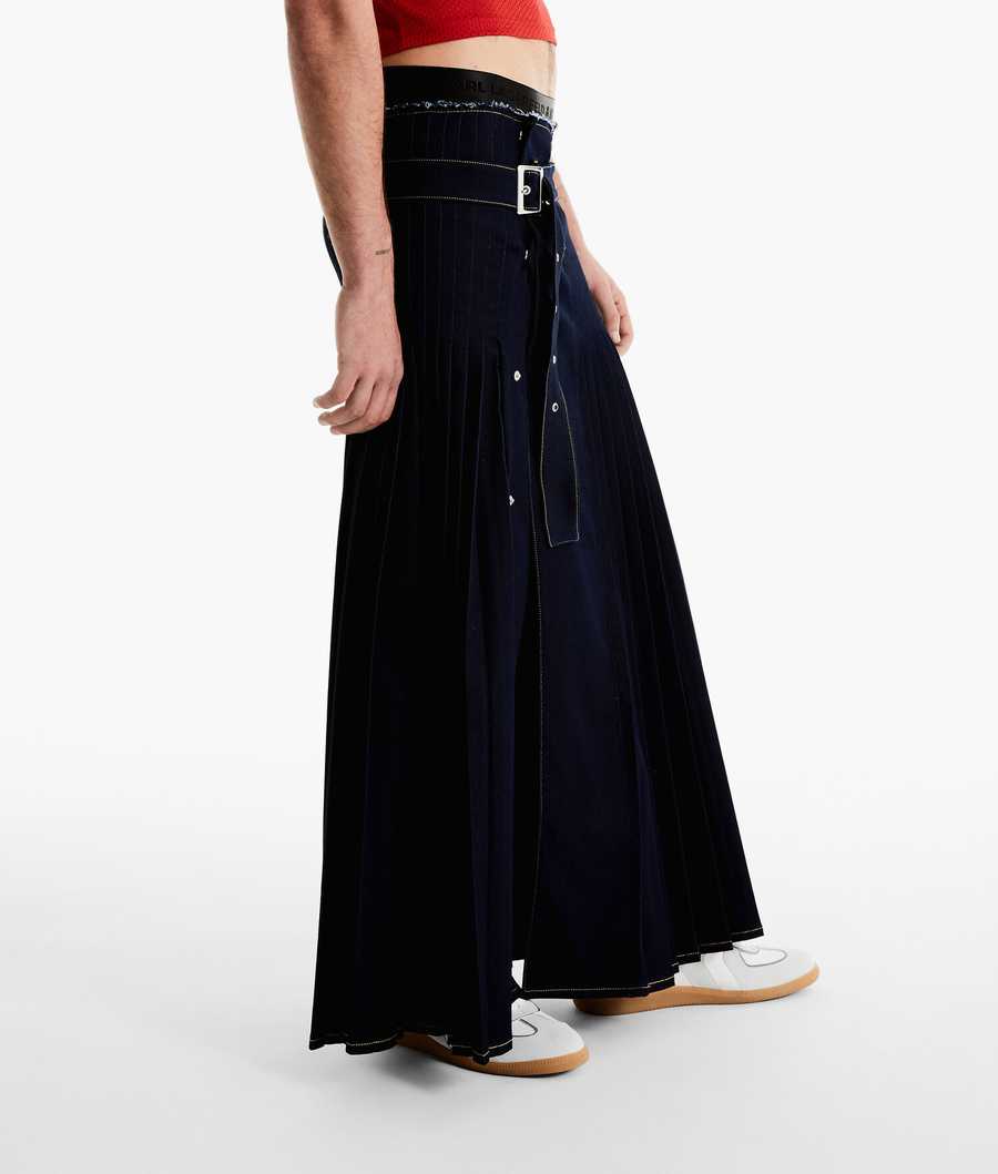 Dark Blue Women's Karl Lagerfeld Karl Lagerfeld X Alled-martinez Kilt Skirts | TH496IFXO