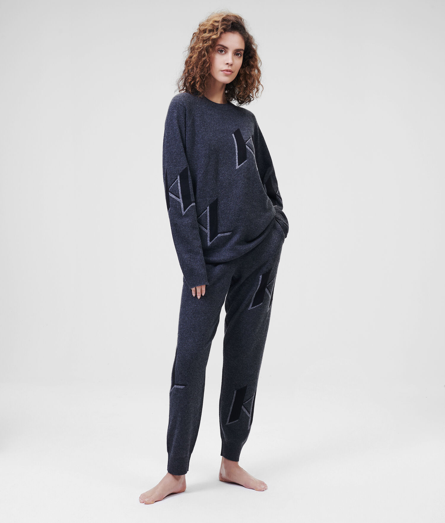 Dark Grey Women's Karl Lagerfeld Cashmere Kl Monogram Sweater Loungewear | TH310WKQS