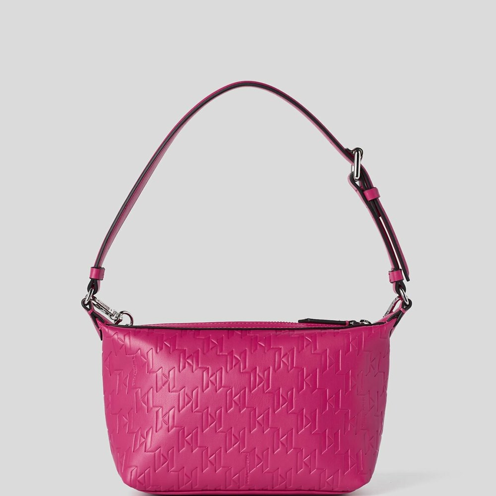 Fuchsia Women's Karl Lagerfeld K/Kushion Monogram-embossed Baguette Bag | TH514GTFE