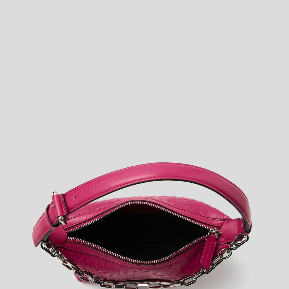 Fuchsia Women's Karl Lagerfeld K/Kushion Monogram-embossed Baguette Bag | TH514GTFE