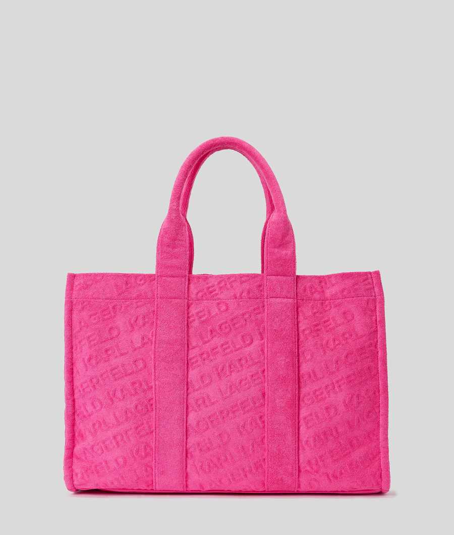 Fuchsia Women's Karl Lagerfeld K/Logo Beach Terry Tote Beachwear | TH792IGXN