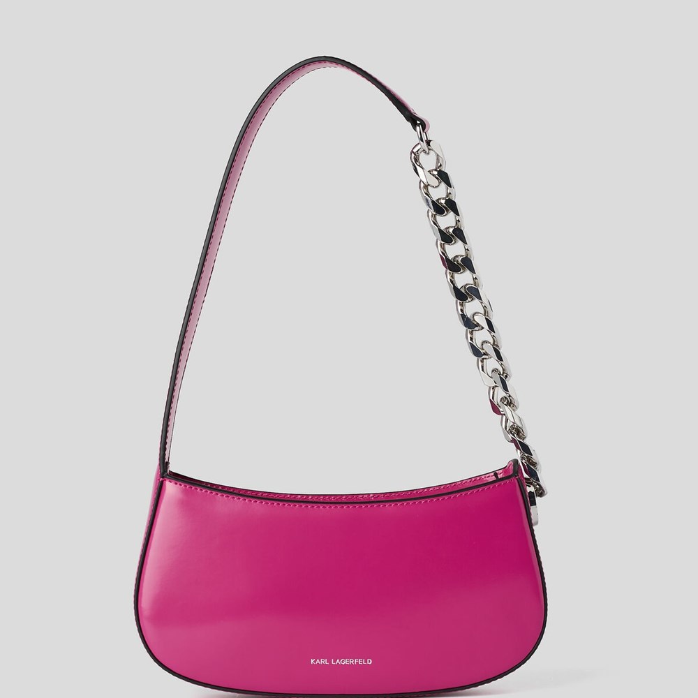 Fuchsia Women's Karl Lagerfeld K/Saddle Monogram-embossed Shoulder Bags | TH180OCGK