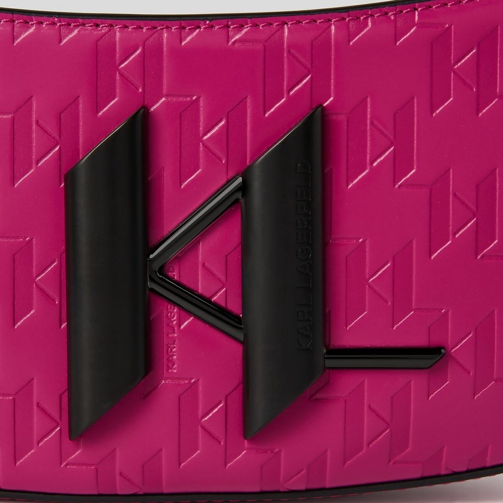 Fuchsia Women's Karl Lagerfeld K/Saddle Monogram-embossed Shoulder Bags | TH180OCGK