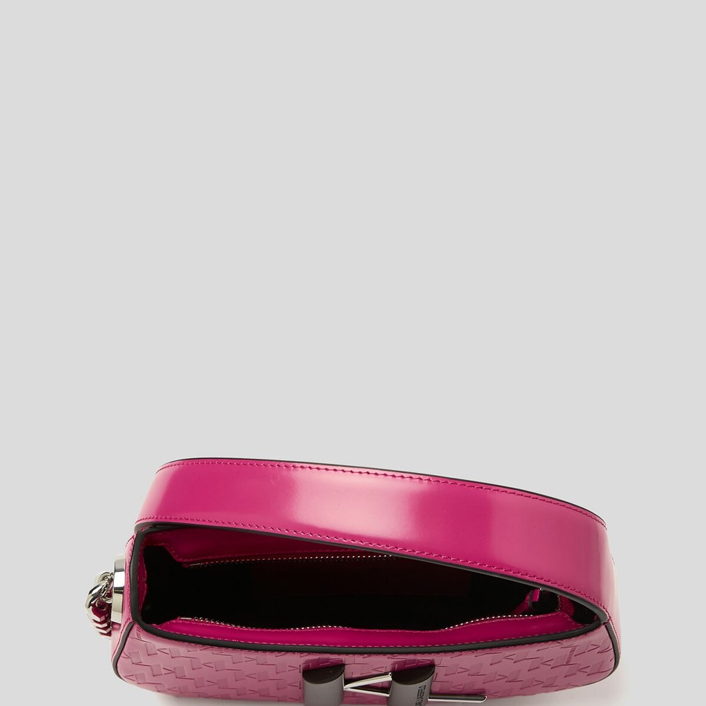 Fuchsia Women's Karl Lagerfeld K/Saddle Monogram-embossed Shoulder Bags | TH180OCGK