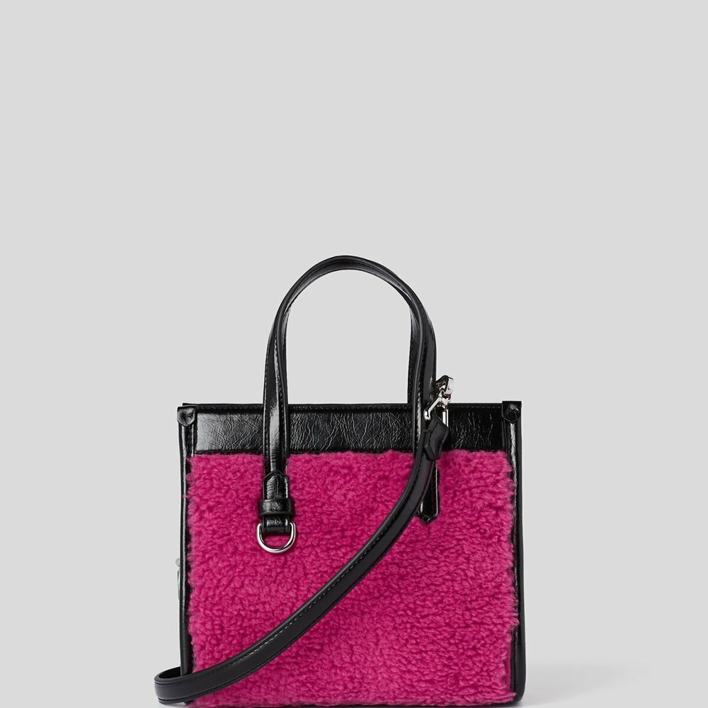 Fuchsia Women's Karl Lagerfeld K/Skuare Small Faux-shearling Tote Bags | TH490UWGJ