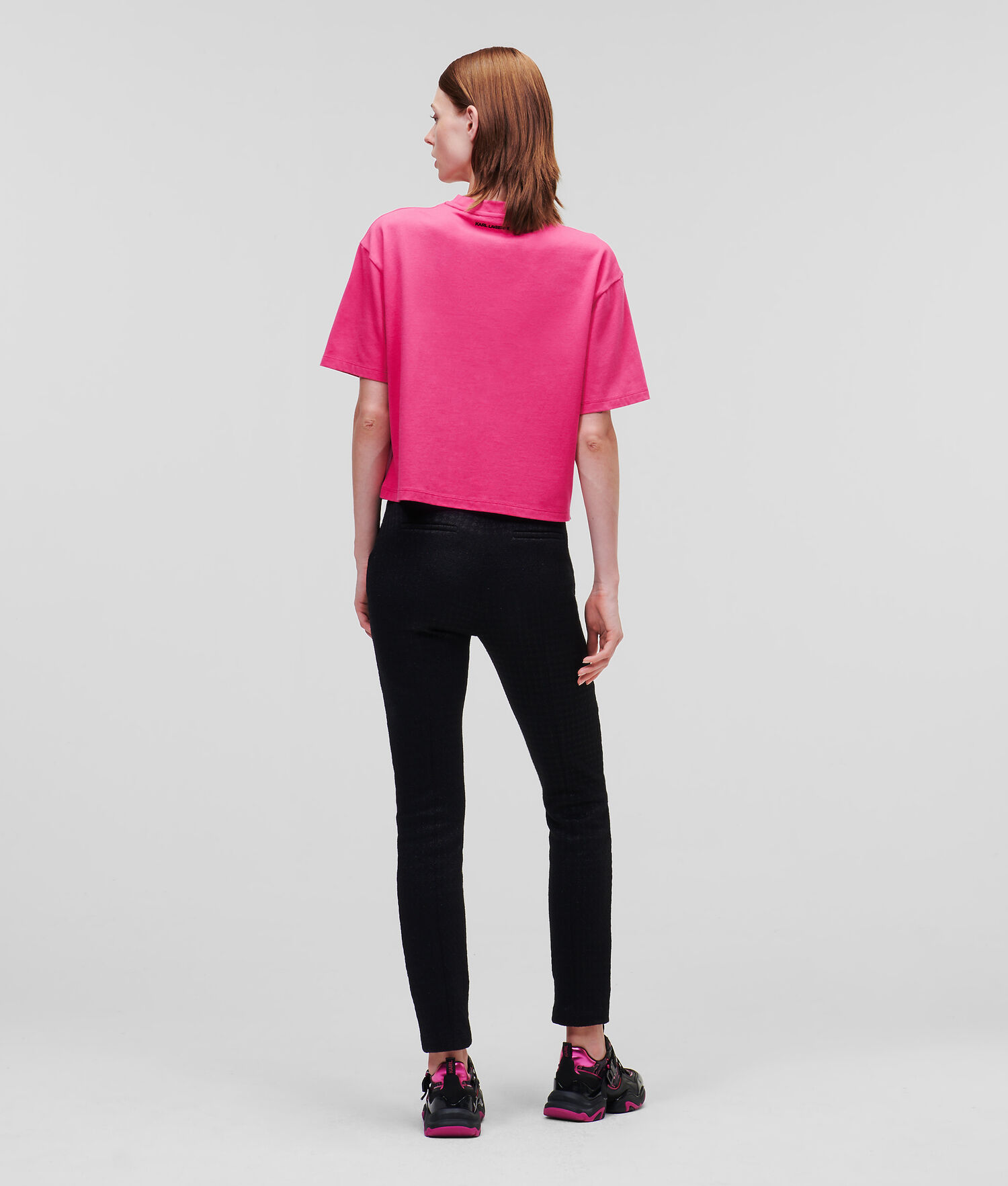 Fuchsia Women's Karl Lagerfeld Karl Signature Hem T-Shirts | TH605NEHK