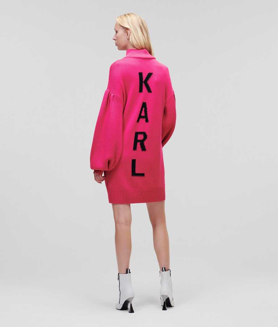 Fuchsia Women's Karl Lagerfeld Longline Knitted Logo Knitwear | TH795FOJM