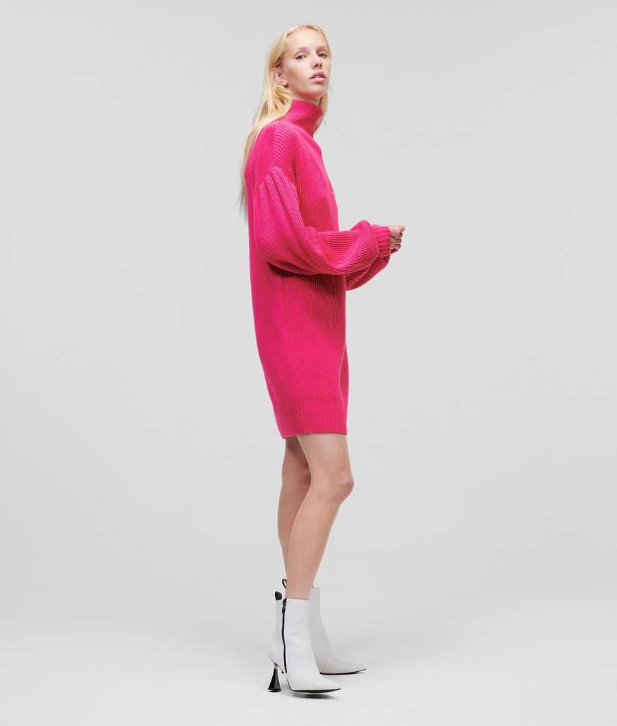 Fuchsia Women's Karl Lagerfeld Longline Knitted Logo Knitwear | TH795FOJM