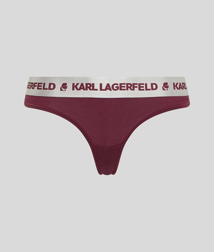 Fuchsia Women\'s Karl Lagerfeld Metallic Logo Thong Underwear | TH083YJFX