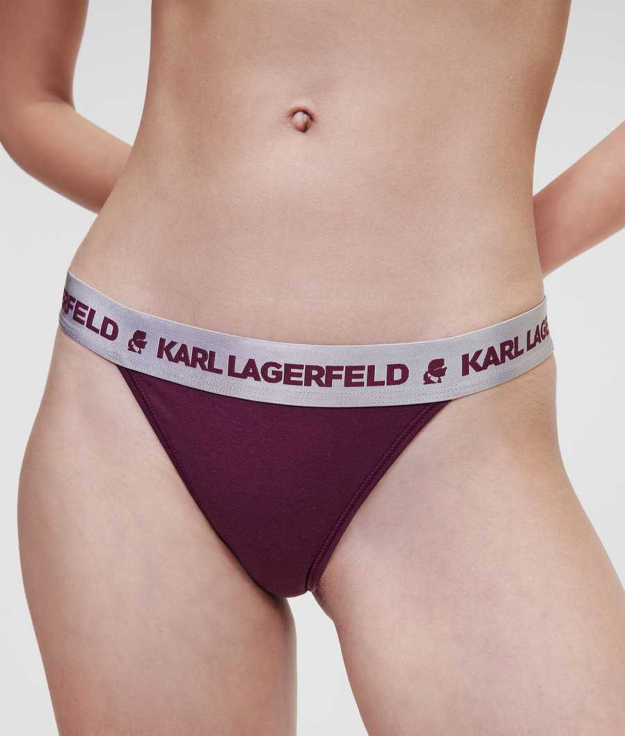 Fuchsia Women's Karl Lagerfeld Metallic Logo Brazilian Briefs Underwear | TH584JEGC