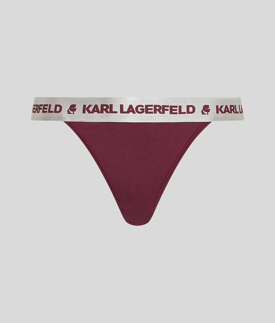 Fuchsia Women\'s Karl Lagerfeld Metallic Logo Brazilian Briefs Underwear | TH584JEGC