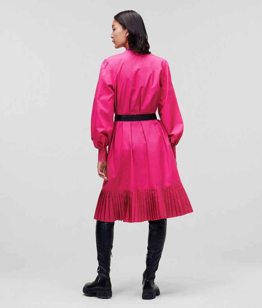 Fuchsia Women's Karl Lagerfeld Pleated Hem Dresses | TH270RADM