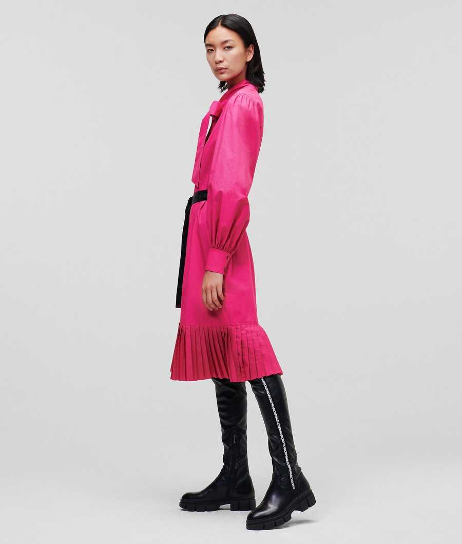 Fuchsia Women's Karl Lagerfeld Pleated Hem Dresses | TH270RADM