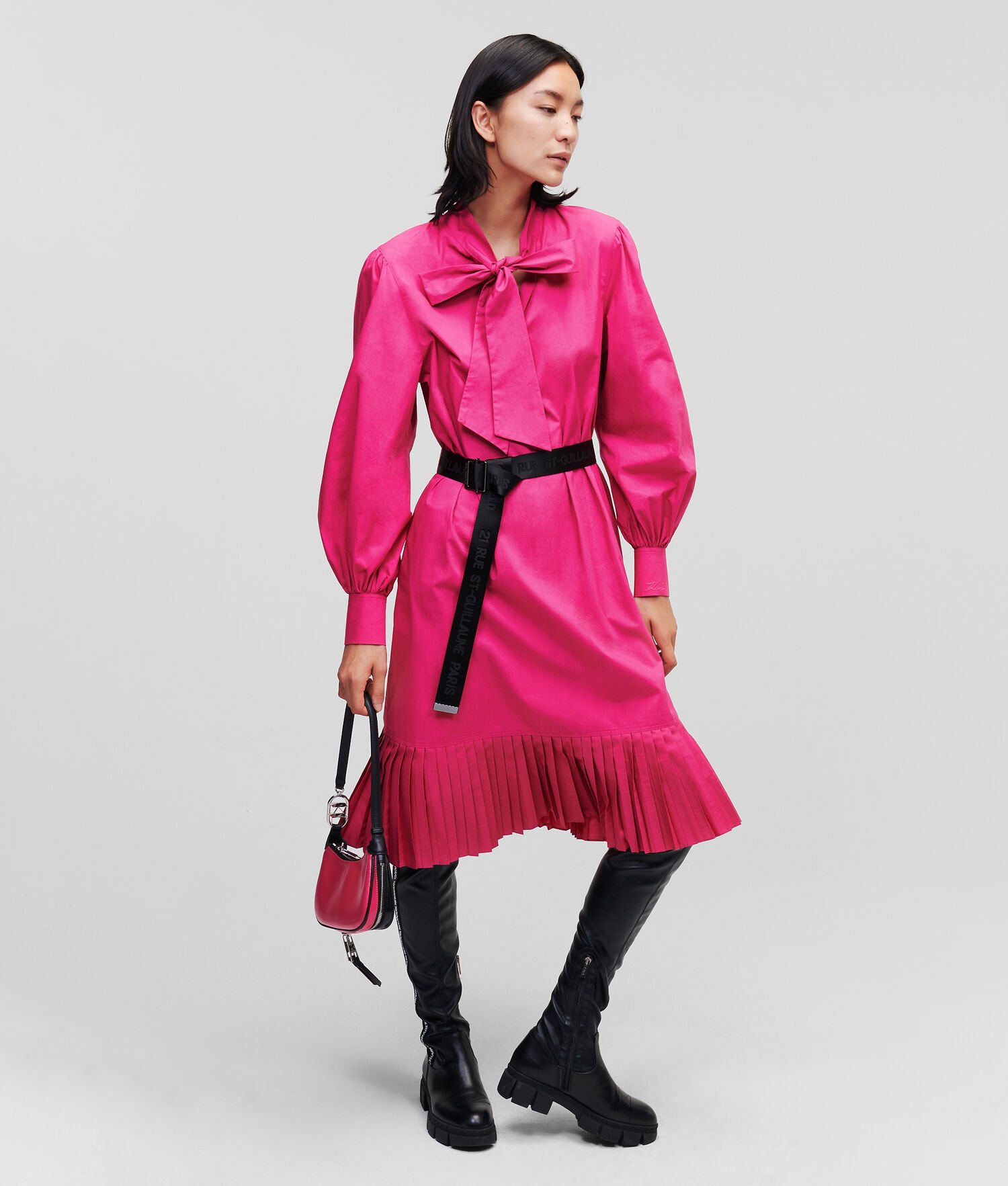 Fuchsia Women's Karl Lagerfeld Pleated Hem Dresses | TH270RADM