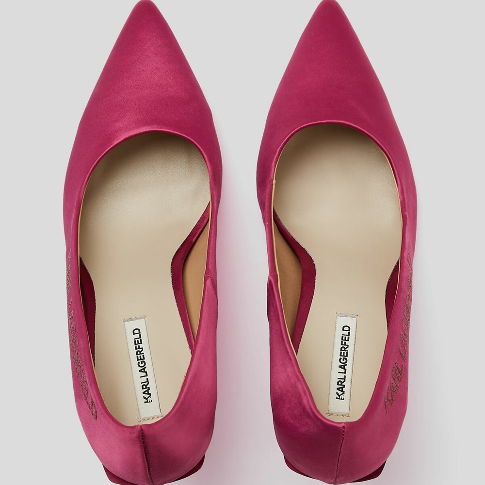 Fuchsia Women's Karl Lagerfeld Sarabande Karl Tape Court Shoes High Heels | TH671JABL