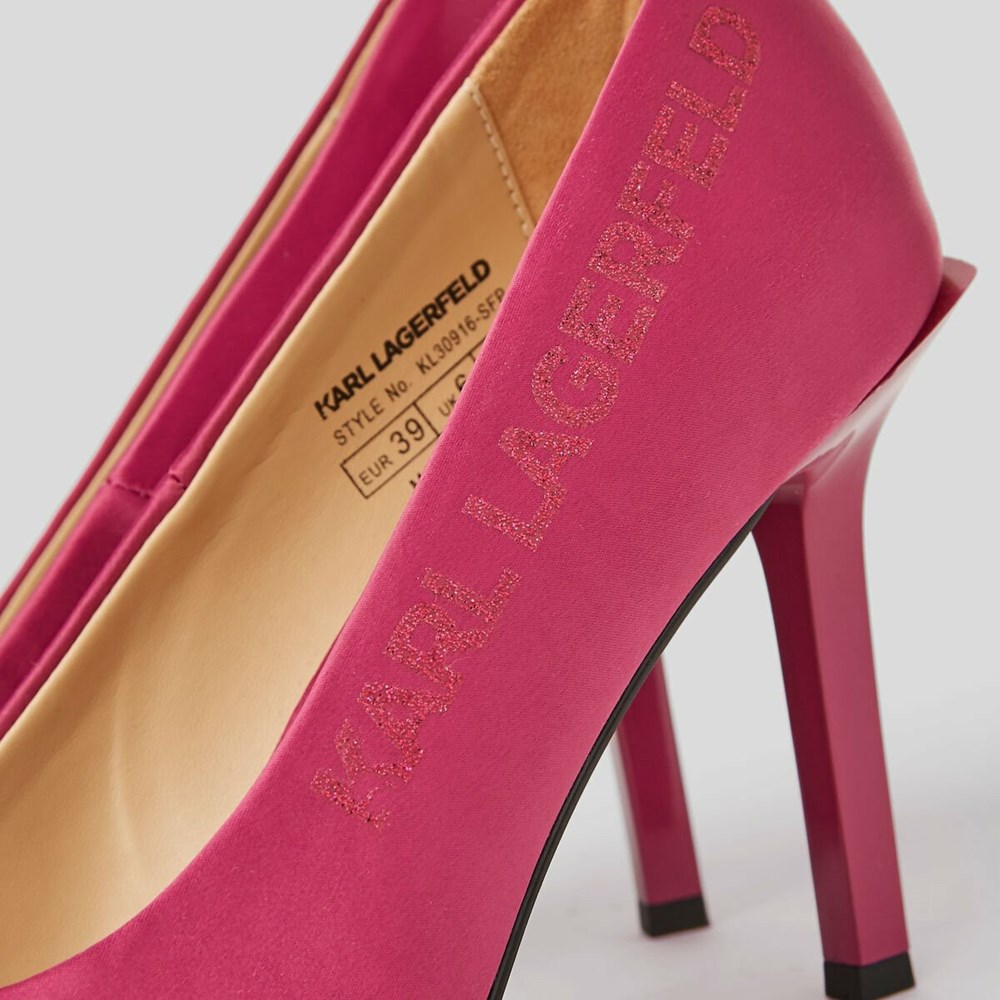 Fuchsia Women's Karl Lagerfeld Sarabande Karl Tape Court Shoes High Heels | TH671JABL