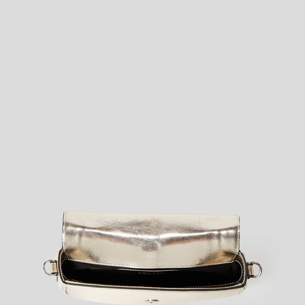 Gold Women's Karl Lagerfeld K/Saddle Metallic Baguette Bag | TH508XZMT