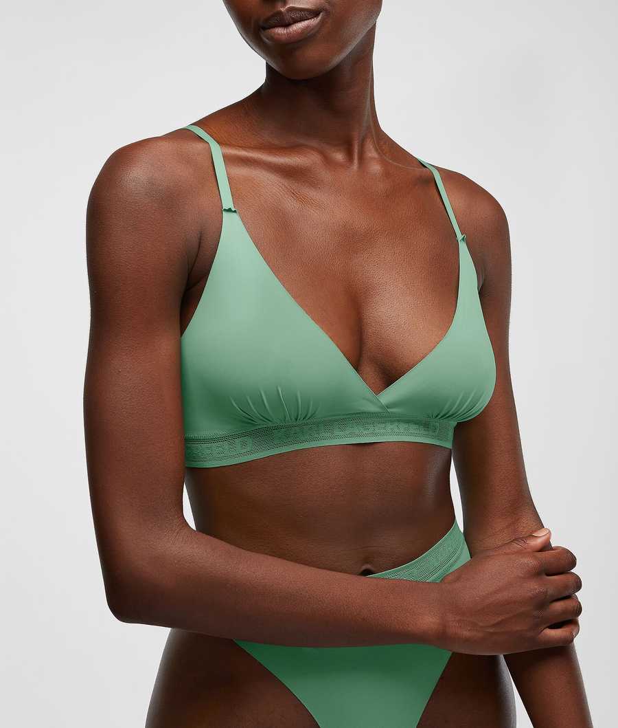 Green Women's Karl Lagerfeld Ultra-light Karl Logo Triangle Bra Underwear | TH673WUKS