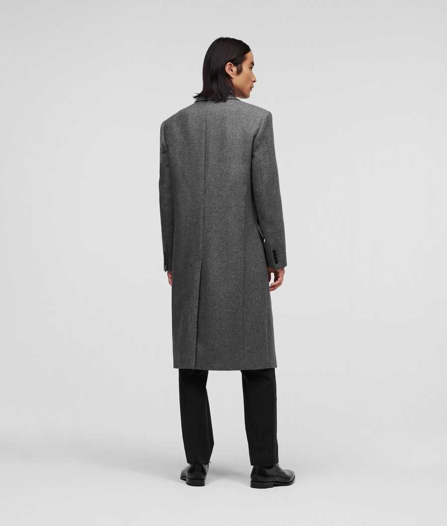 Grey Men's Karl Lagerfeld Double-breasted Tailored Coats | TH063WOIU