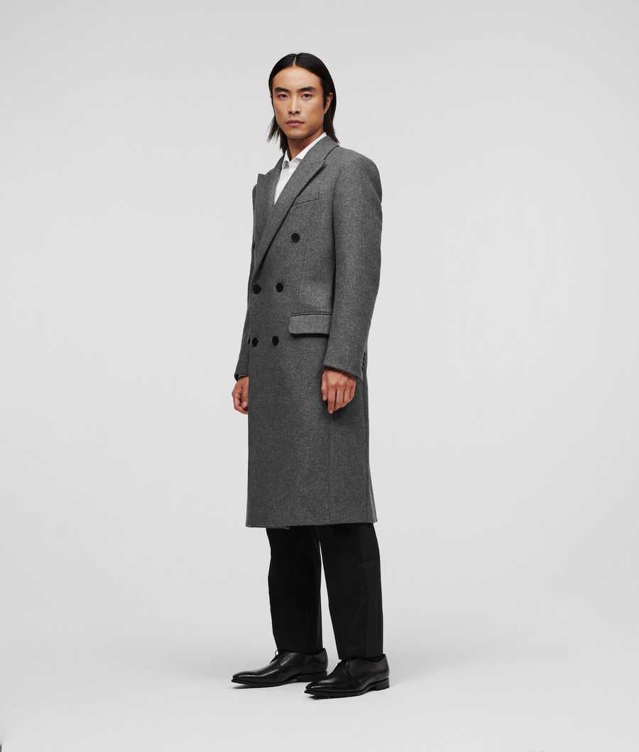 Grey Men's Karl Lagerfeld Double-breasted Tailored Coats | TH063WOIU