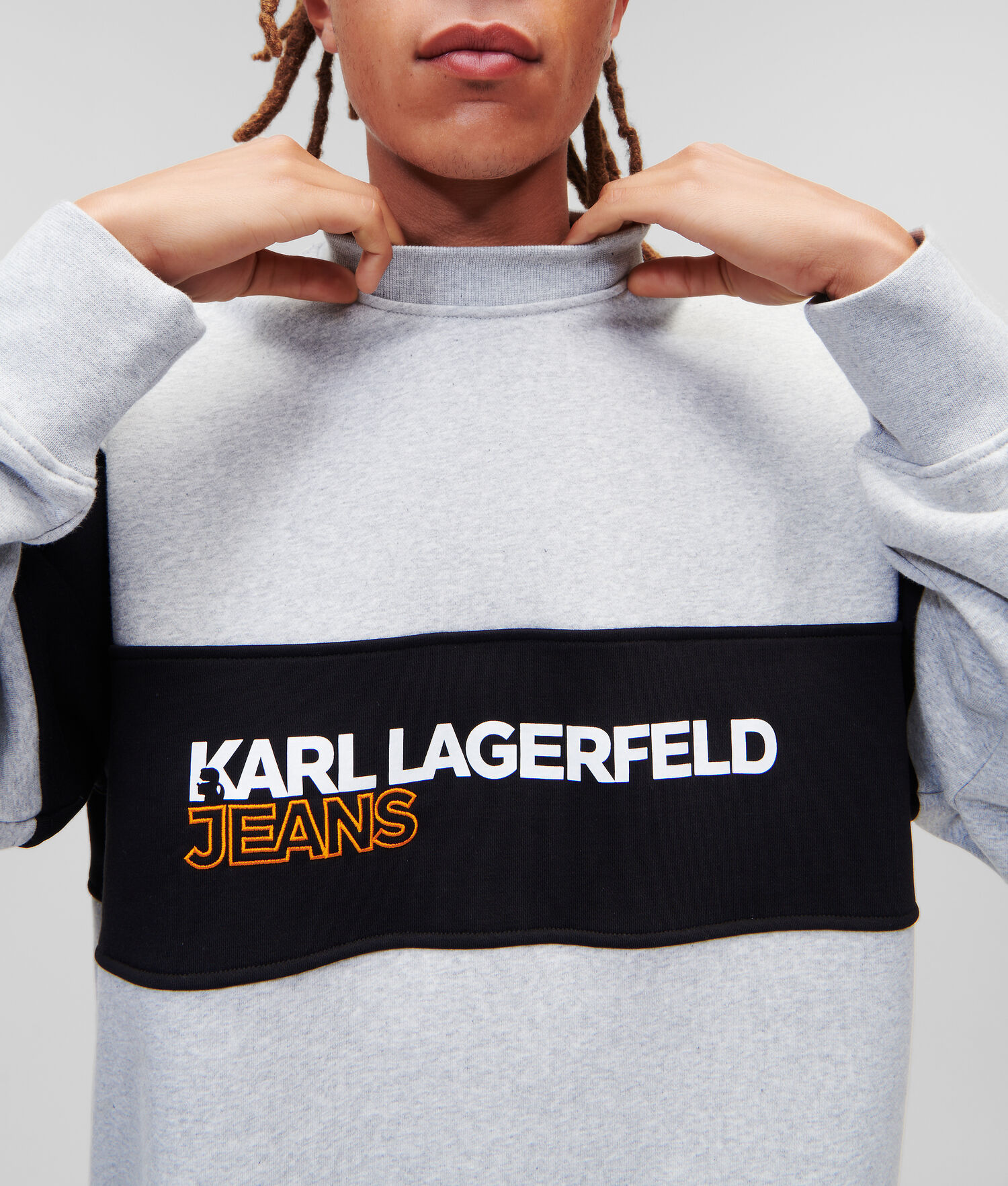 Grey Men's Karl Lagerfeld Klj Logo Block Sweatshirts | TH763TCIN