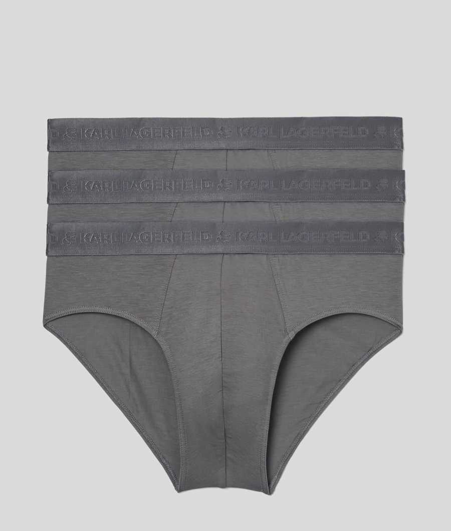 Grey Men's Karl Lagerfeld Premium Karl Logo Brief – 3 Pack Underwear | TH638RJQL