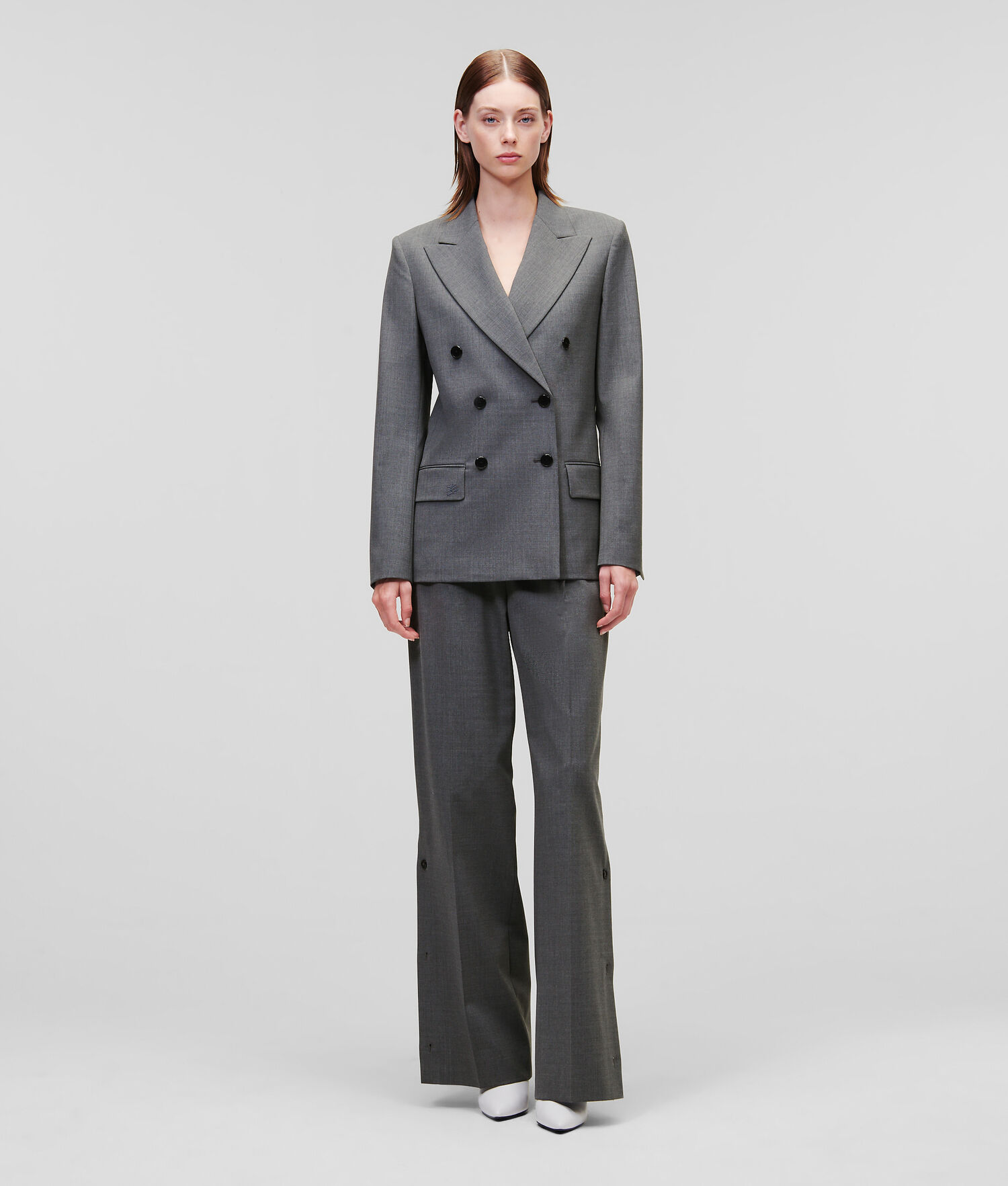 Grey Women's Karl Lagerfeld Double-breasted Blazers | TH568CVEZ