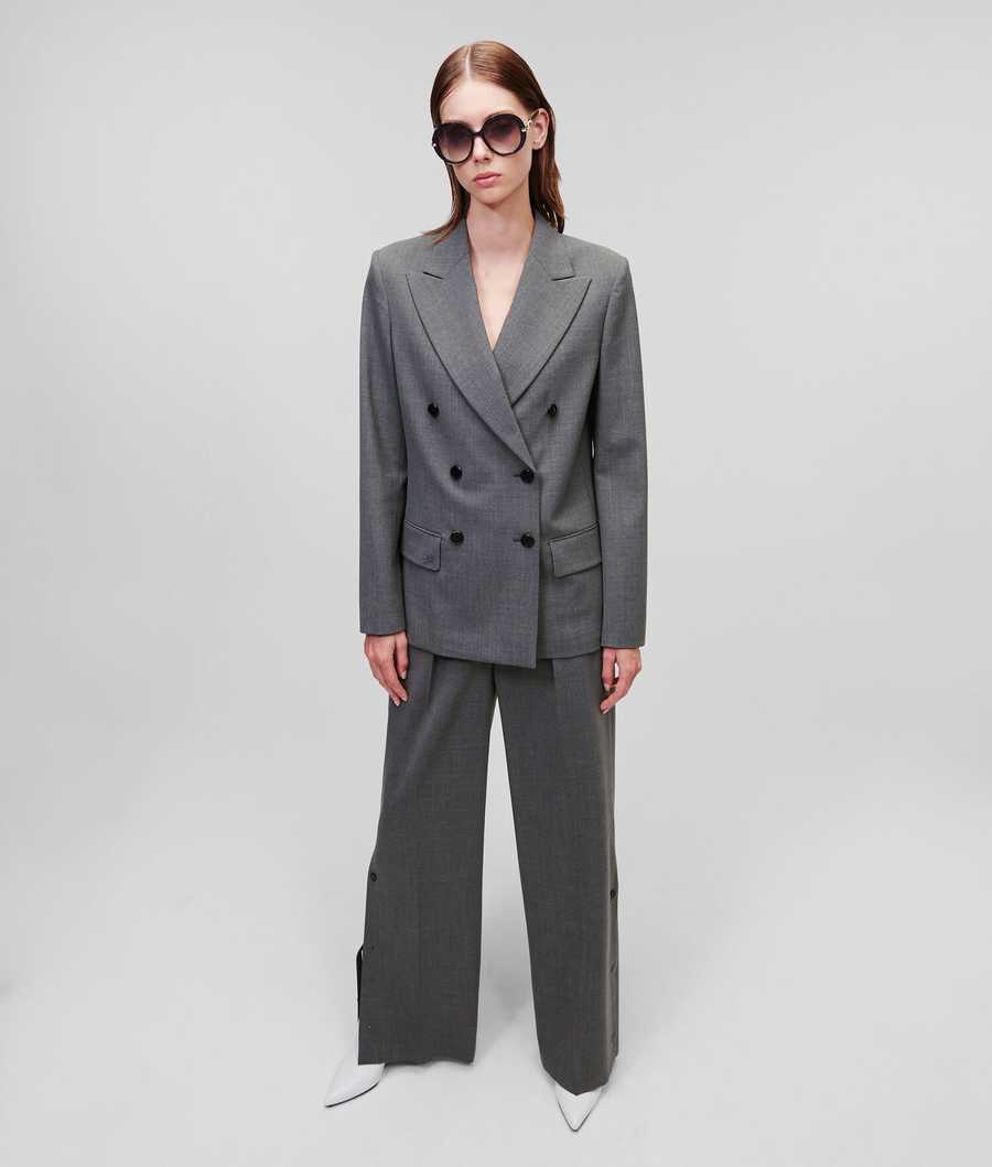 Grey Women's Karl Lagerfeld Double-breasted Blazers | TH568CVEZ