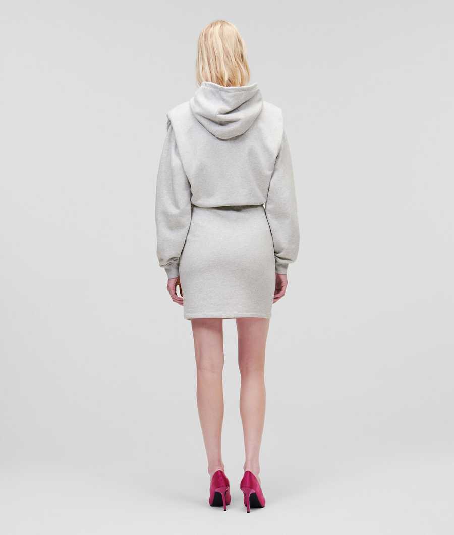 Grey Women's Karl Lagerfeld Hooded Dresses | TH283BPVX